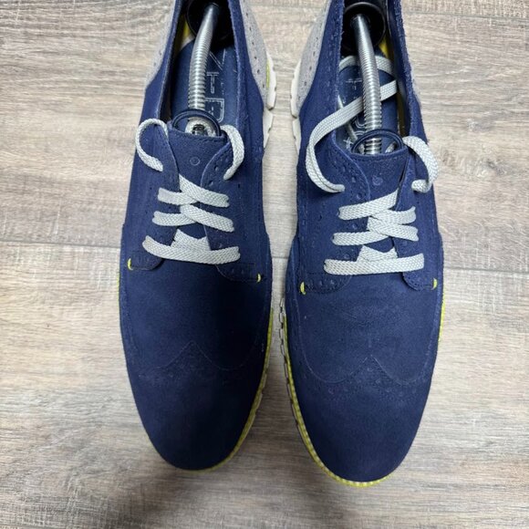 Cole Haan Zerogrand Deconstructed Wingtip Blue Suede Shoes Men's Size 10 - Picture 2 of 6